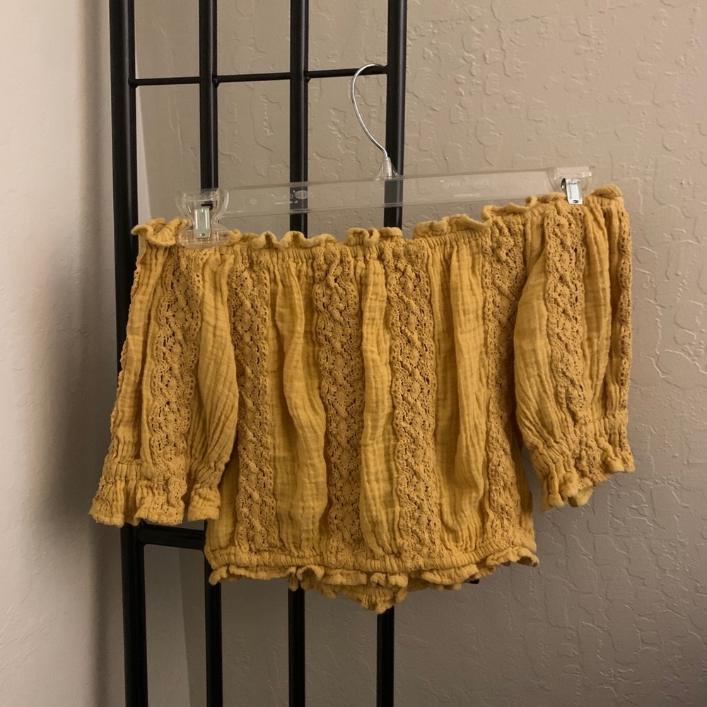 Yellow off the shoulder top American Eagle